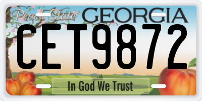 GA license plate CET9872