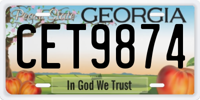 GA license plate CET9874