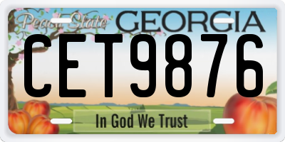 GA license plate CET9876