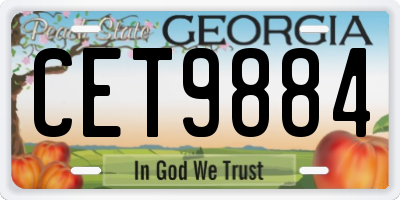 GA license plate CET9884
