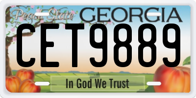 GA license plate CET9889
