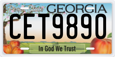 GA license plate CET9890