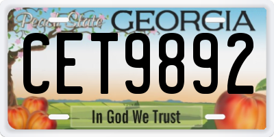 GA license plate CET9892