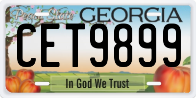 GA license plate CET9899