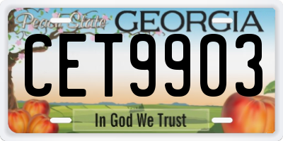 GA license plate CET9903