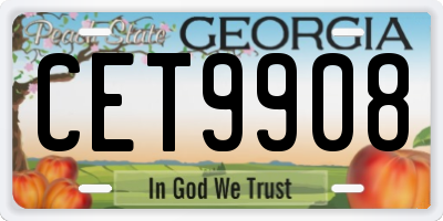 GA license plate CET9908