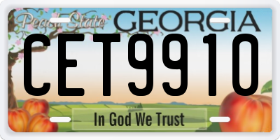 GA license plate CET9910