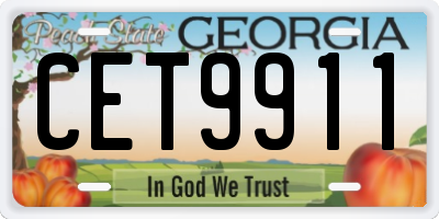 GA license plate CET9911