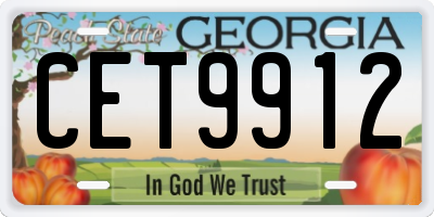 GA license plate CET9912