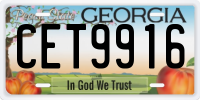 GA license plate CET9916