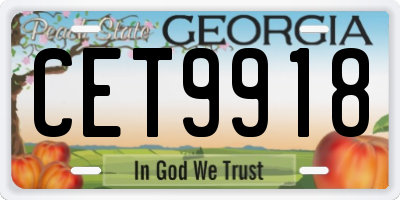 GA license plate CET9918