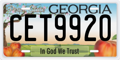 GA license plate CET9920
