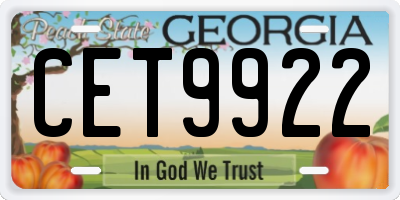 GA license plate CET9922
