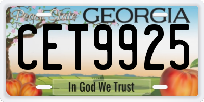 GA license plate CET9925