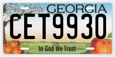 GA license plate CET9930