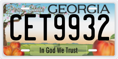 GA license plate CET9932