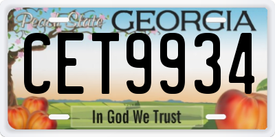 GA license plate CET9934