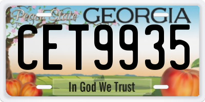 GA license plate CET9935
