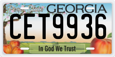 GA license plate CET9936