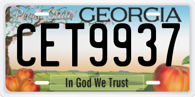 GA license plate CET9937