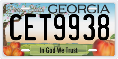 GA license plate CET9938