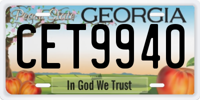 GA license plate CET9940