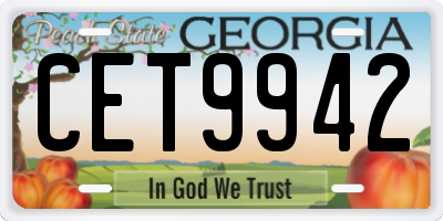 GA license plate CET9942