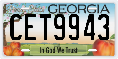 GA license plate CET9943