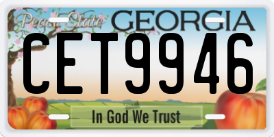 GA license plate CET9946