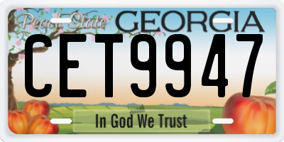 GA license plate CET9947