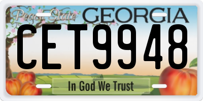 GA license plate CET9948