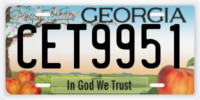 GA license plate CET9951