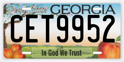 GA license plate CET9952