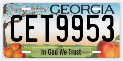 GA license plate CET9953