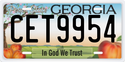 GA license plate CET9954