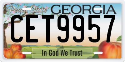 GA license plate CET9957