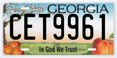 GA license plate CET9961