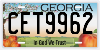 GA license plate CET9962