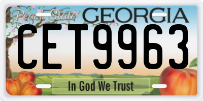 GA license plate CET9963