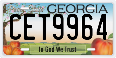 GA license plate CET9964