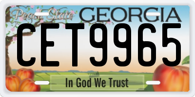 GA license plate CET9965