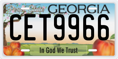 GA license plate CET9966