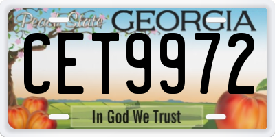 GA license plate CET9972
