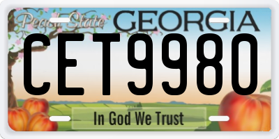 GA license plate CET9980