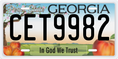 GA license plate CET9982