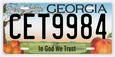 GA license plate CET9984
