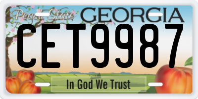 GA license plate CET9987