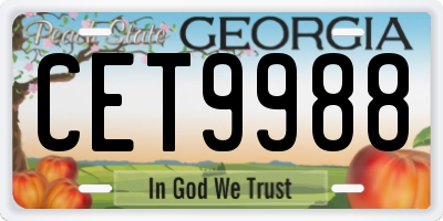 GA license plate CET9988