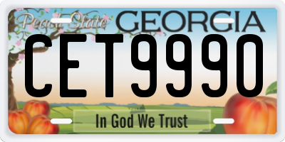 GA license plate CET9990