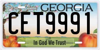 GA license plate CET9991
